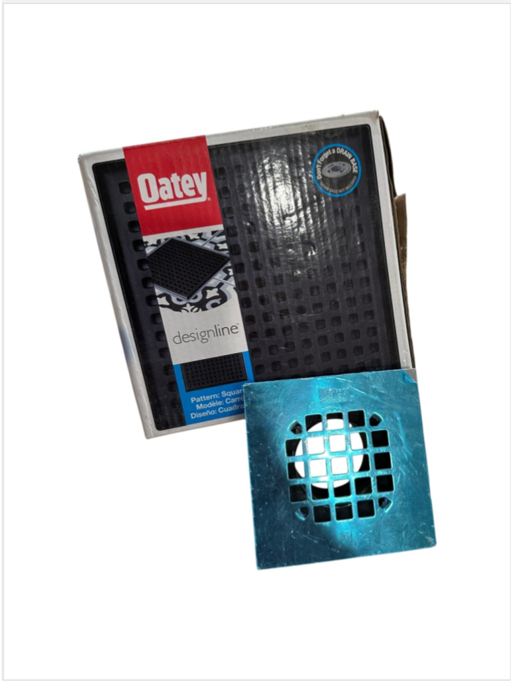 Oatey Designline 6 in. x 6in. Stainless Steel Square Shower Drain Matte Black